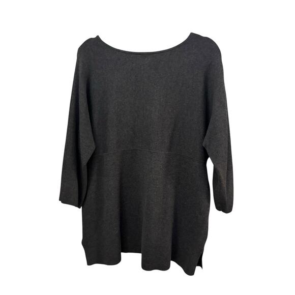 Chicos Dark Gray Sweater 3/4 Sleeve Long Line L/12 Contemporary Closet Staple - Picture 4 of 9